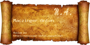 Maczinger Anton névjegykártya